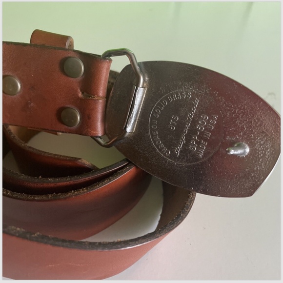 Vintage Snap On Tools Solid Brass Chrome LEATHER Belt Buckle SPP-509 Made in USA - Picture 3 of 4